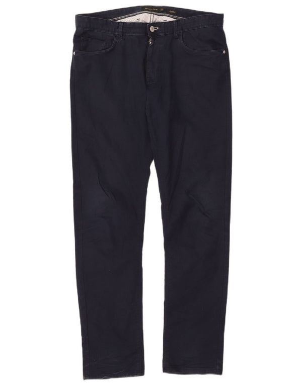 Massimo Dutti Herren Slim Fit Freizeithose EU 42 Large W32 L31 Marineblau