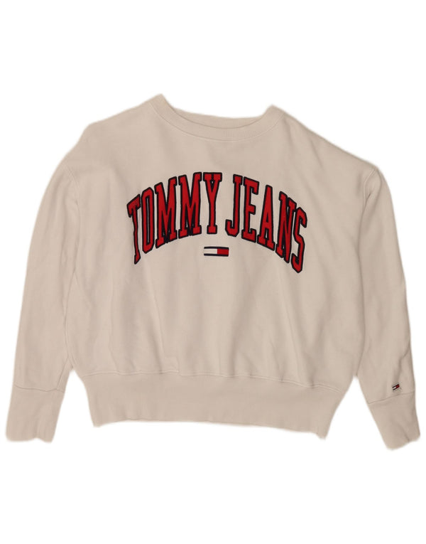 Tommy Hilfiger Womens Graphic Loose Fit Sweatshirt Pullover UK 10 Small Weiß