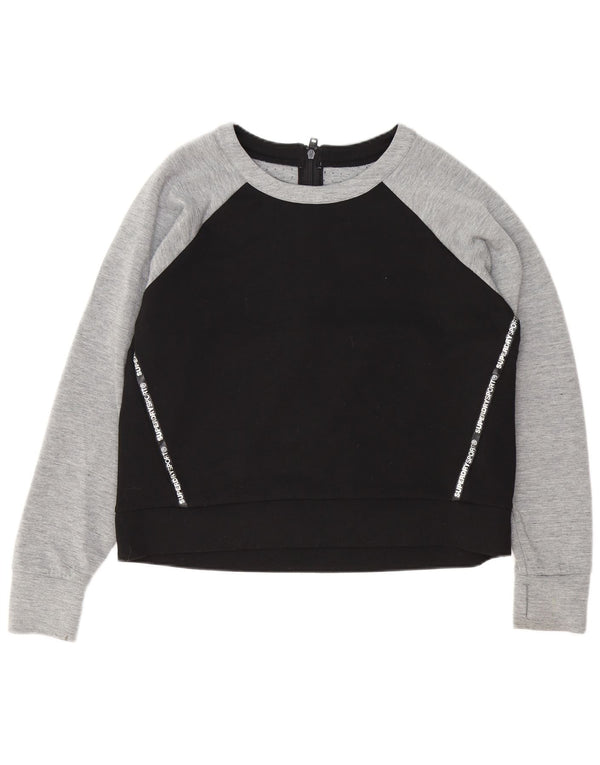 Superdry Grafik-Sweatshirtpullover für Damen, UK 16, Größe L, Schwarz, Farbblock