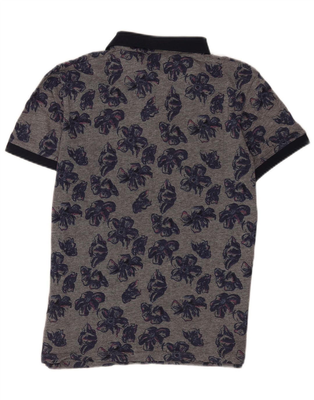 Ted Baker Herren-Poloshirt, Größe 4, groß, graue Baumwolle mit Blumenmuster