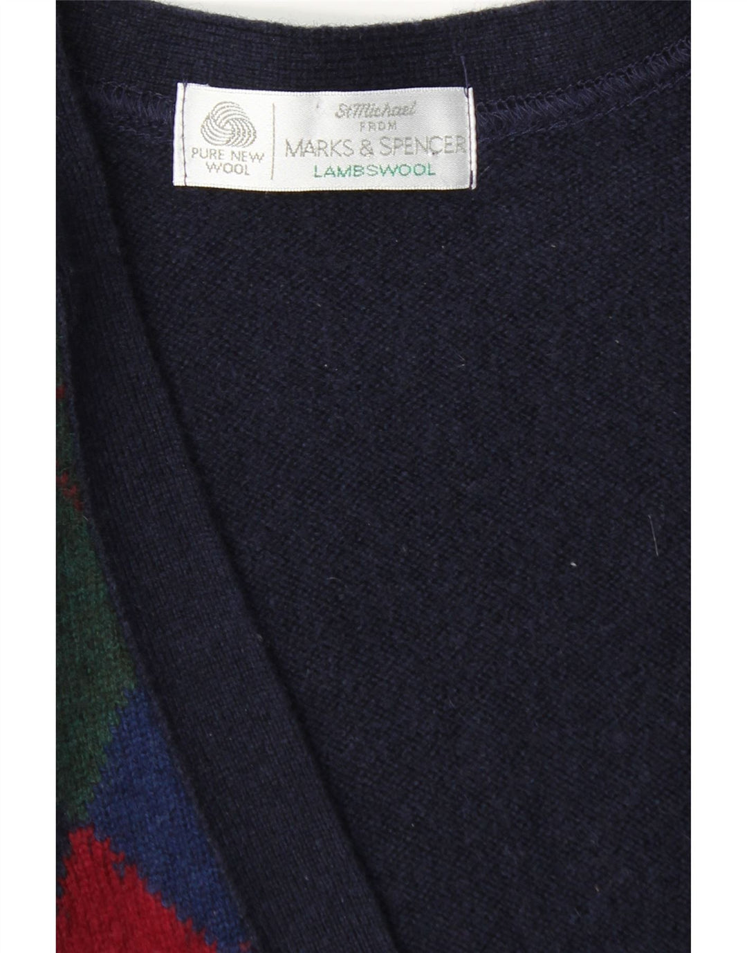 Marks & Spencer Herren-Strickjacke, groß, Marineblau mit Argyle-Muster/Diamantmuster