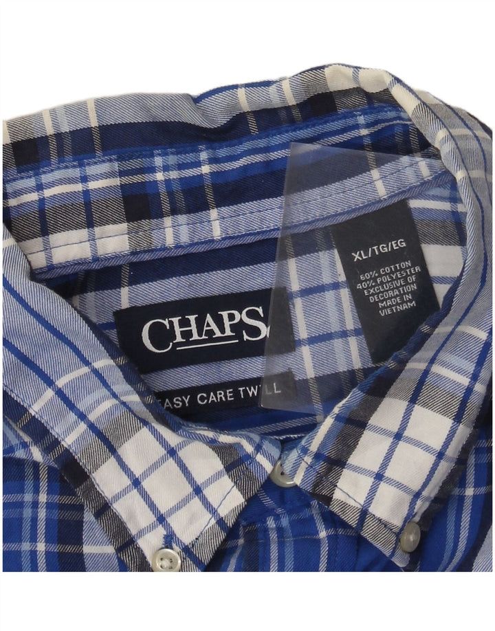 Chaps Herren-Flanellhemd XL, blau kariert, Baumwolle