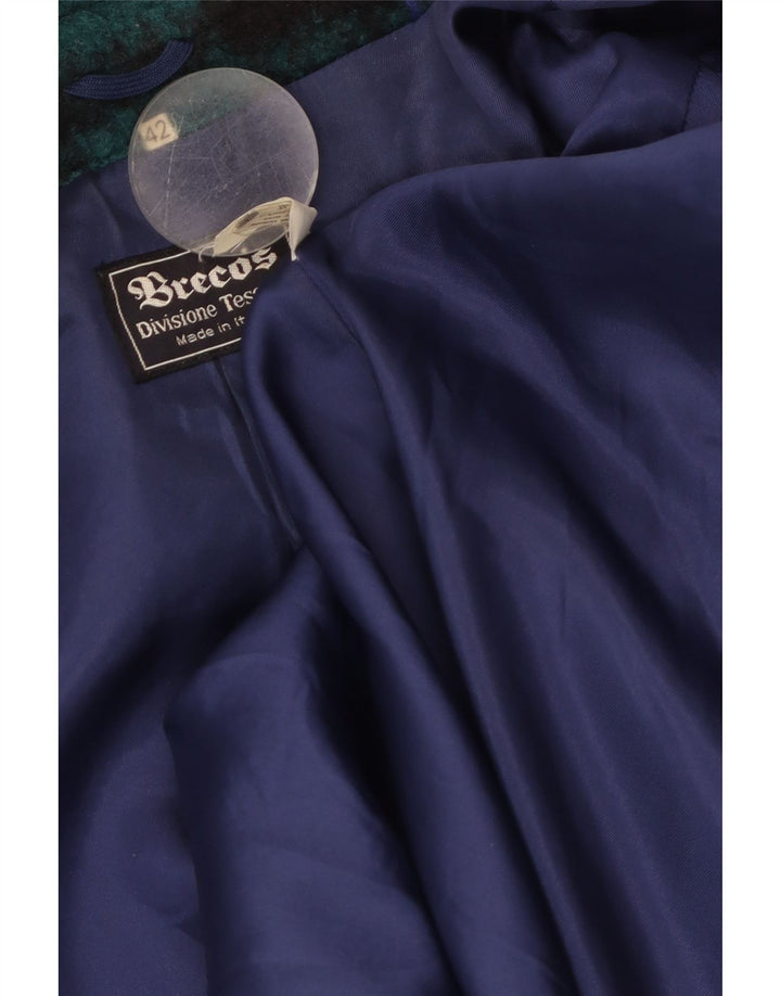 Breco's Damenmantel IT 42 Mittelblau karierte Schurwolle