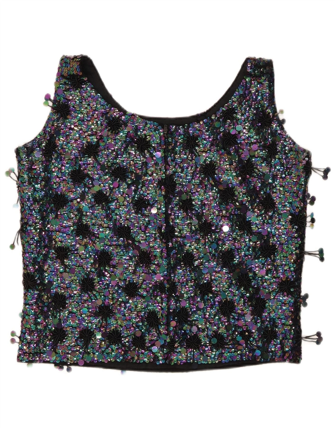 MA CHERIE Crop ärmelloses Damen-Blusenoberteil IT 42 Medium Black Colourblock