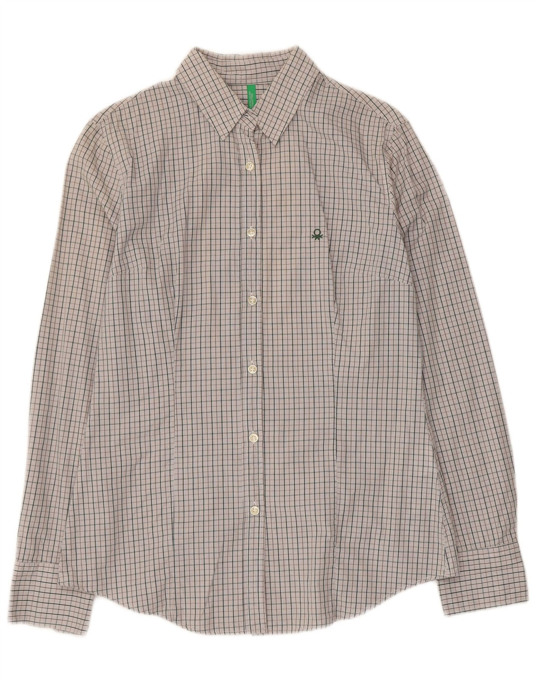 Benetton Damenhemd UK 14 Large Graue Baumwolle