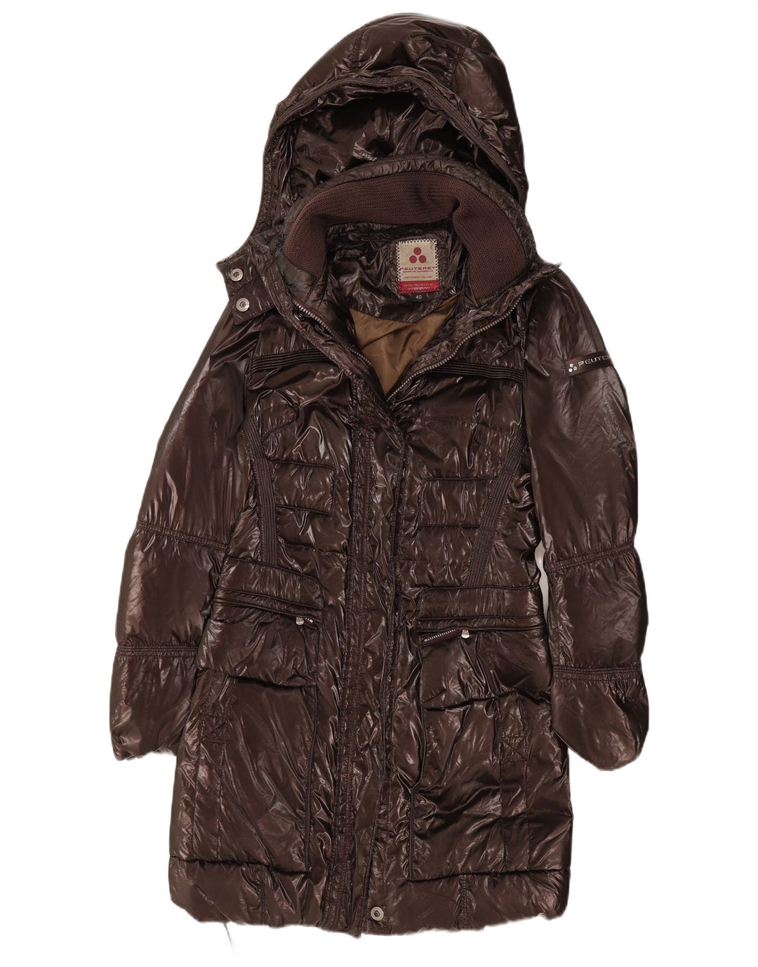 PEUTEREY Wattierter Damenmantel mit Kapuze IT 40 Small Brown