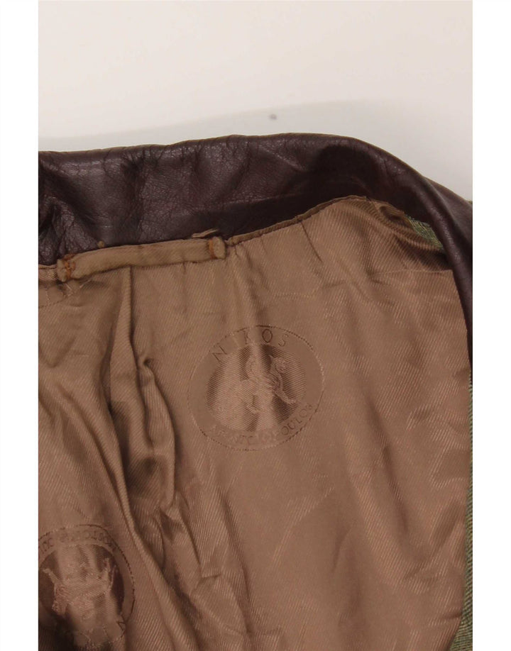 Vintage Herren 3-Knopf-Blazerjacke UK 38 Medium Khaki Colourblock