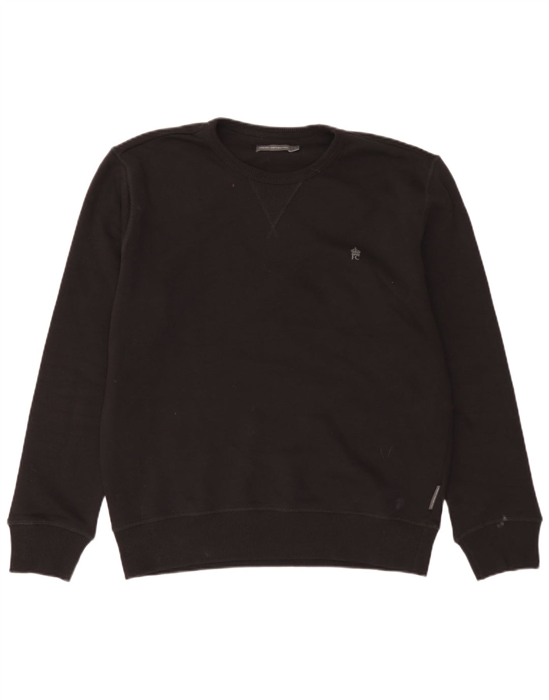French Connection Herren-Sweatshirt-Pullover, groß, aus schwarzer Baumwolle