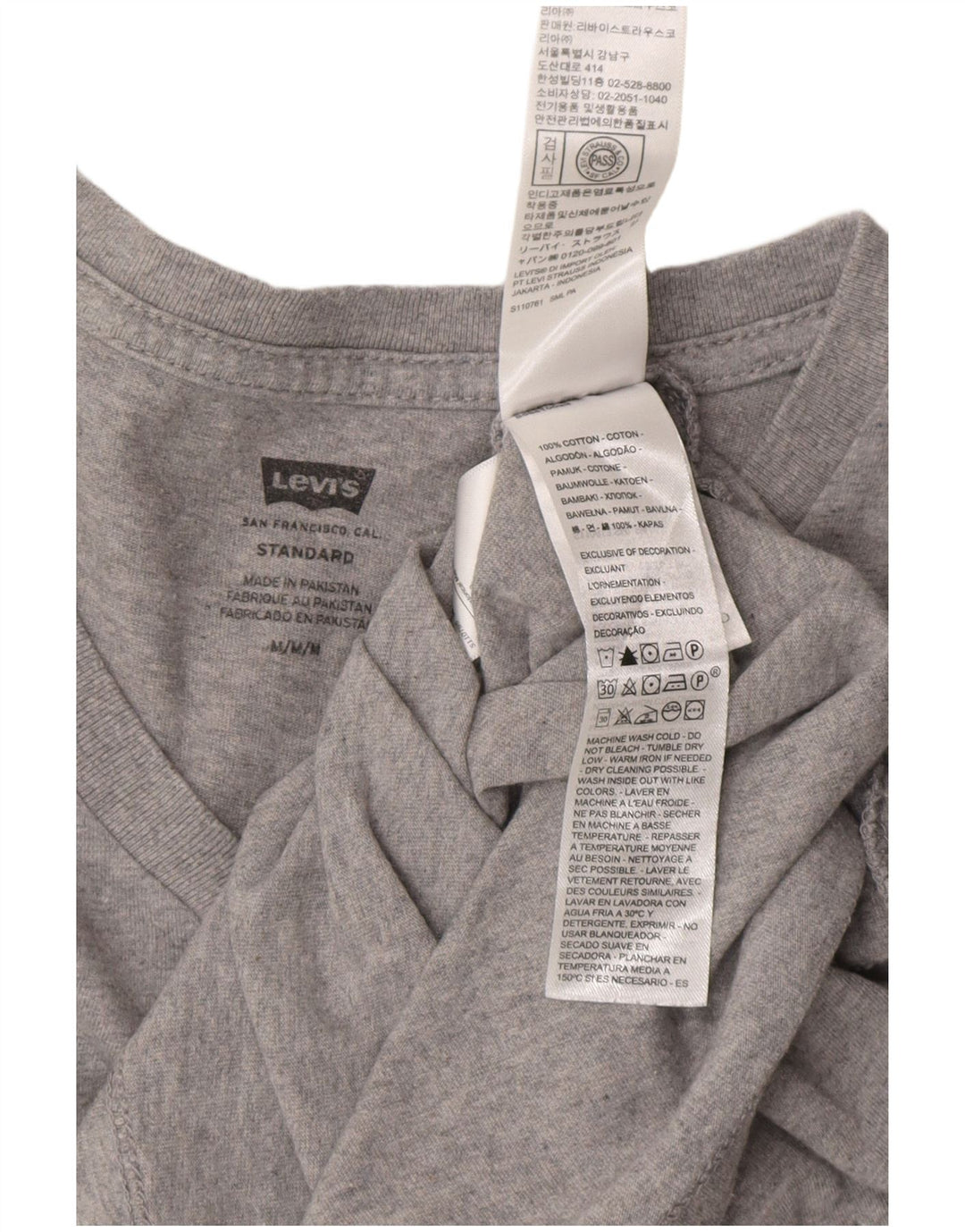 LEVI'S Herren Standard-T-Shirt-Oberteil aus mittelgrauer Baumwolle