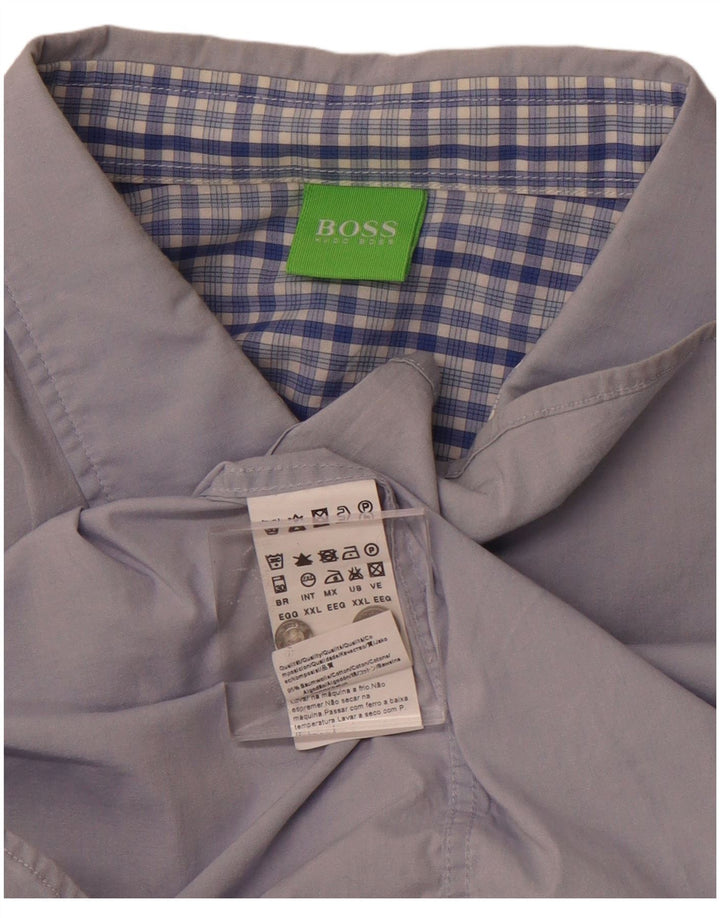 Hugo Boss Herrenhemd 2XL Blaue Baumwolle