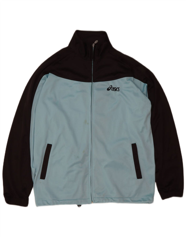 Asics Herren-Trainingsanzug-Top-Jacke, groß, blau, Farbblock