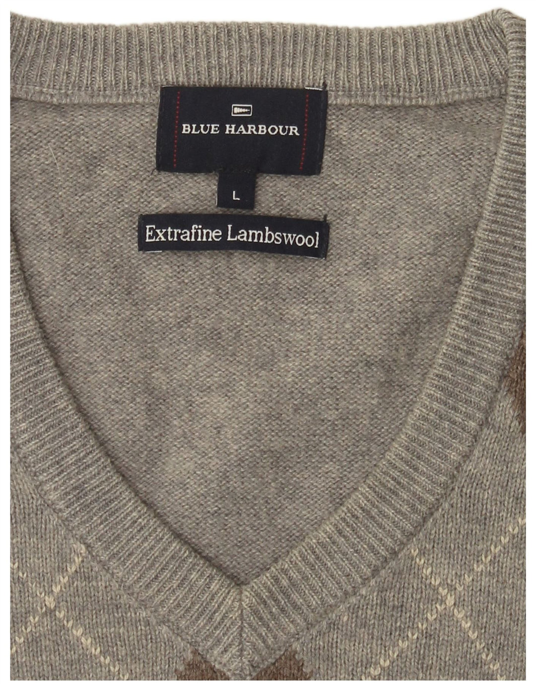 Blue Harbor Herren-Tanktop, groß, graue Argyle-/Diamant-Lammwolle