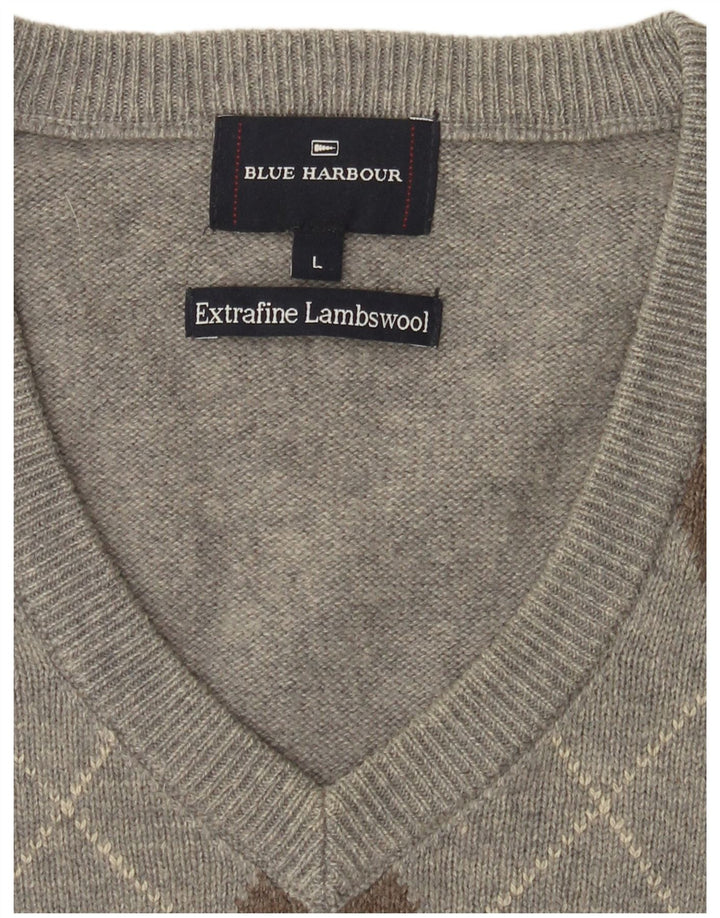 Blue Harbor Herren-Tanktop, groß, graue Argyle-/Diamant-Lammwolle