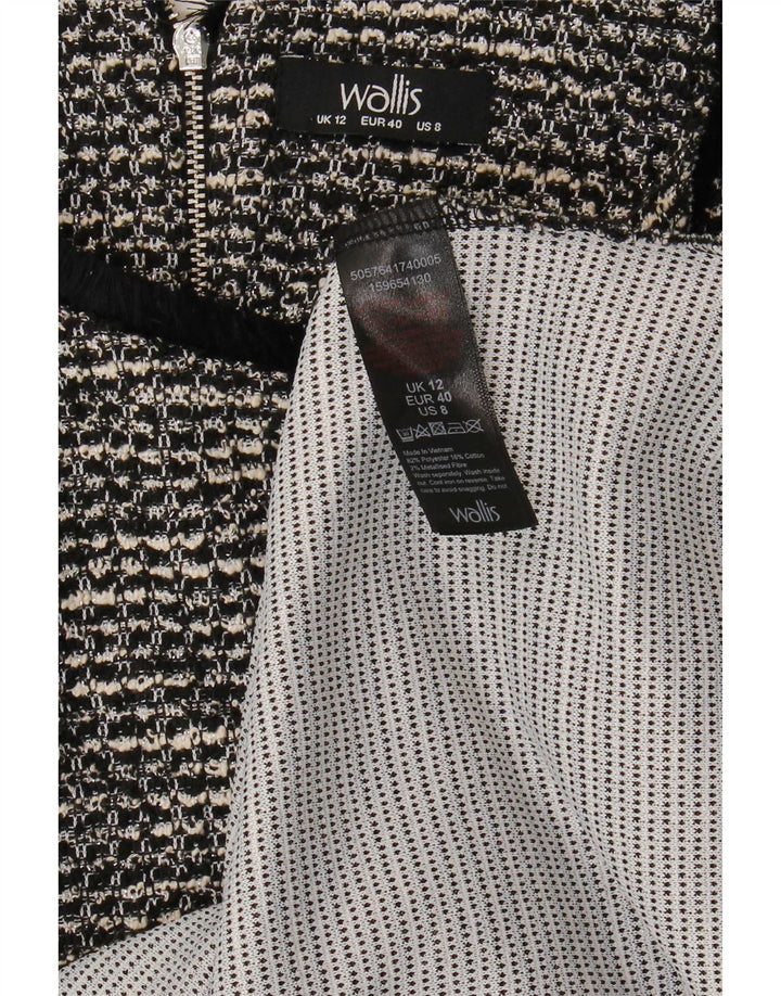 Wallis Damen-Etuikleid, UK 12, Mittelschwarz geflecktes Polyester