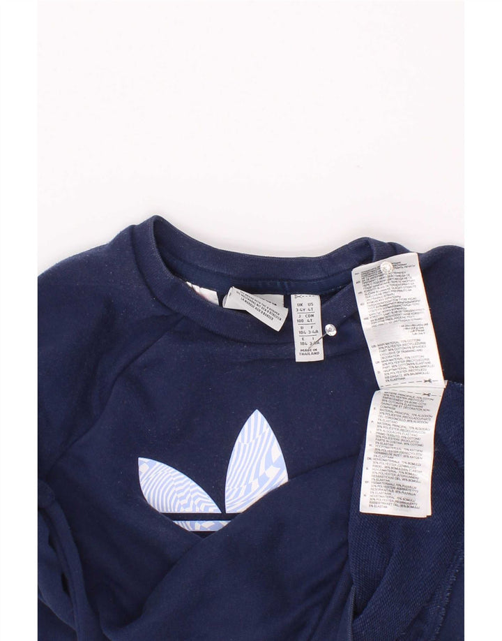 Adidas Jungen Grafik-Sweatshirt-Pullover, 3–4 Jahre, marineblaue Baumwolle