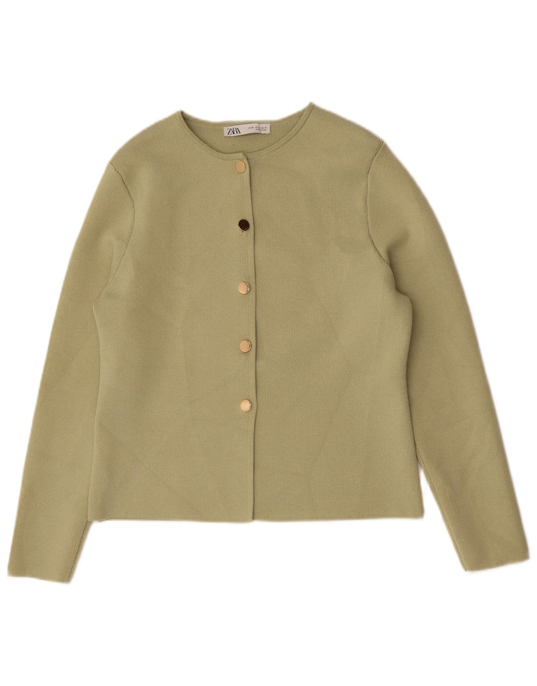Zara Damen Crop Cardigan Pullover UK 18 XL Grün Polyester