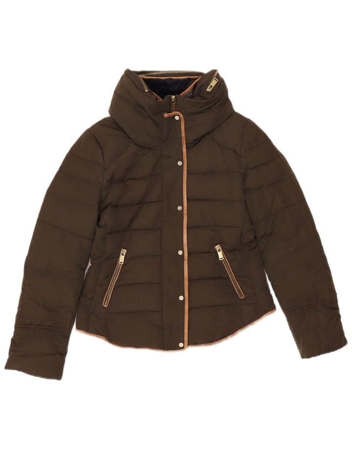 Zara Damen-Jacke mit Kapuze, gepolstert, UK 14, Mittel Khaki