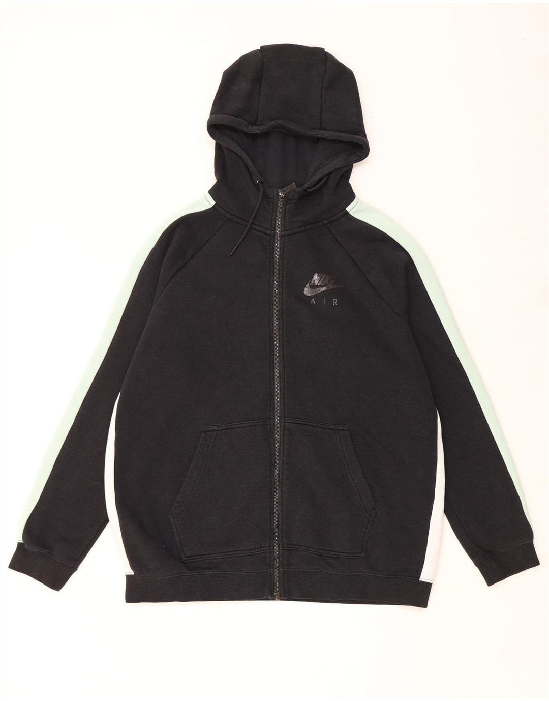 NIKE Herren-Kapuzenpullover mit Reißverschluss, groß, schwarze Farbblock-Baumwolle