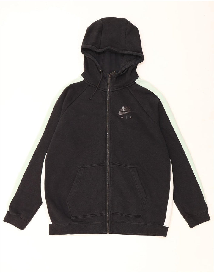 NIKE Herren-Kapuzenpullover mit Reißverschluss, groß, schwarze Farbblock-Baumwolle