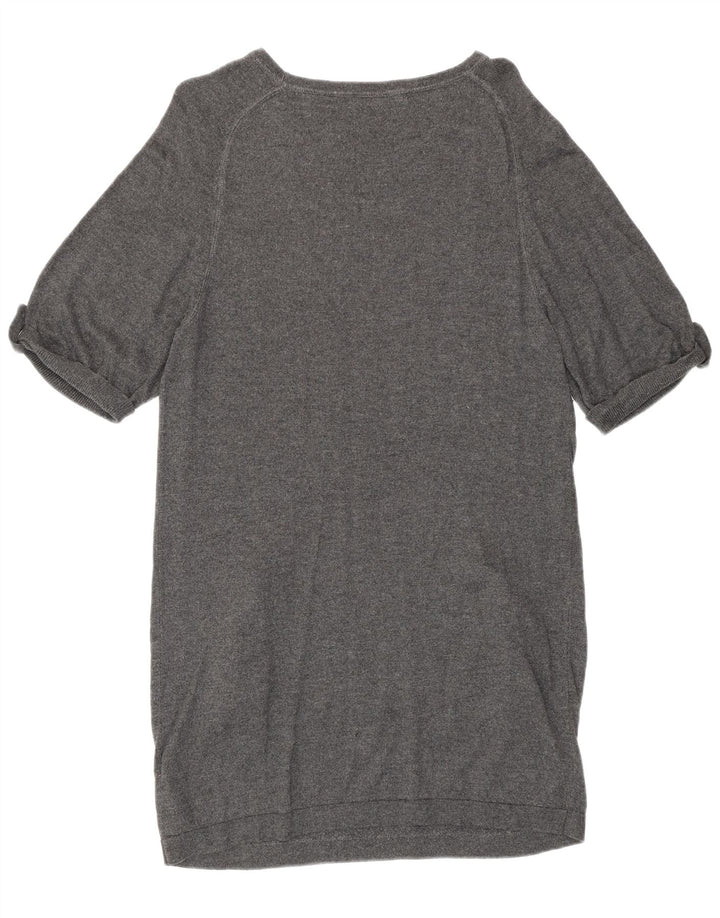 Marks & Spencer Damen-Pulloverkleid mit kurzen Ärmeln, UK 12, mittelgraue Viskose
