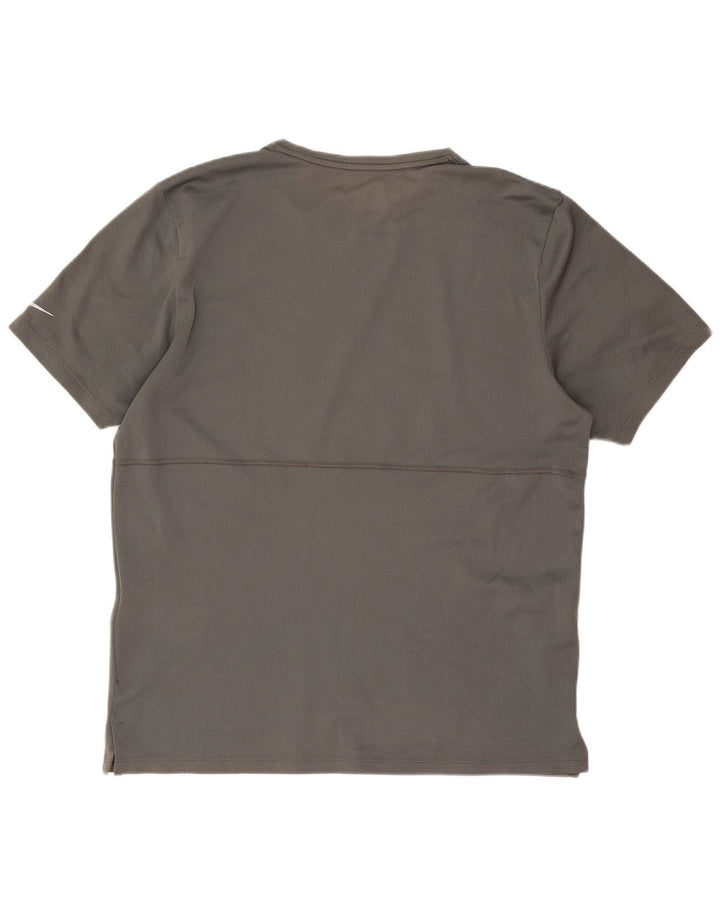 Nike Herren Dri Fit Grafik-T-Shirt-Oberteil aus mittelgrauem Polyester