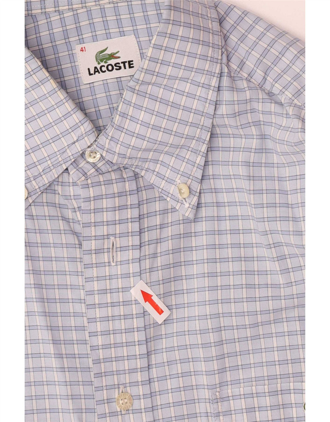 Lacoste Herrenhemd Größe 41 Große blau karierte Baumwolle