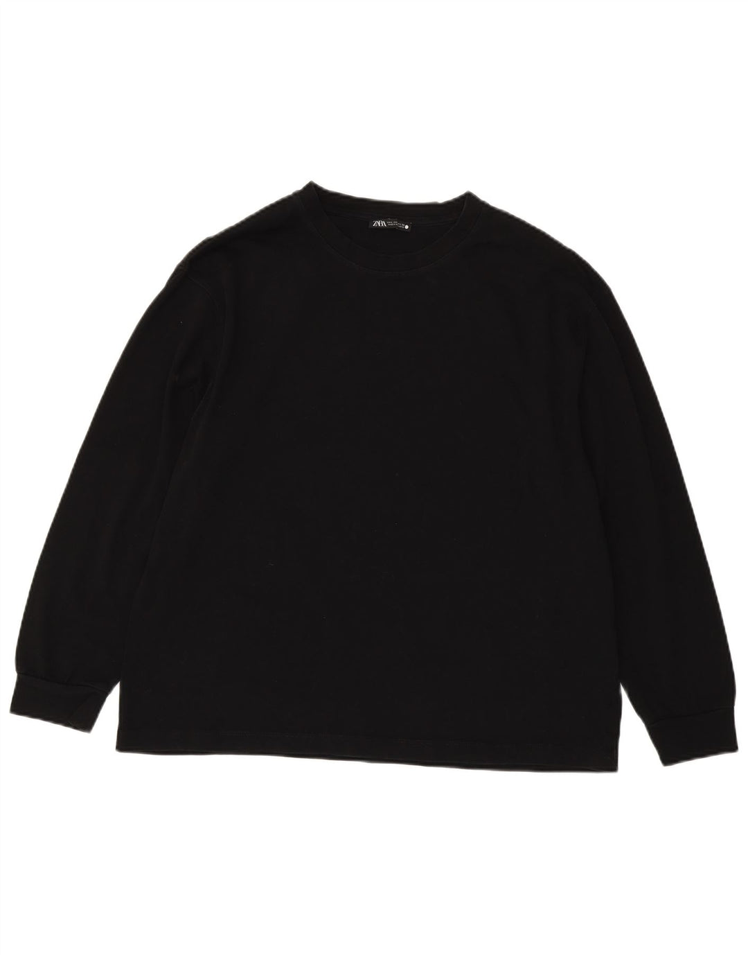 Zara Damen Top Langarm UK 16 Large Schwarz Baumwolle