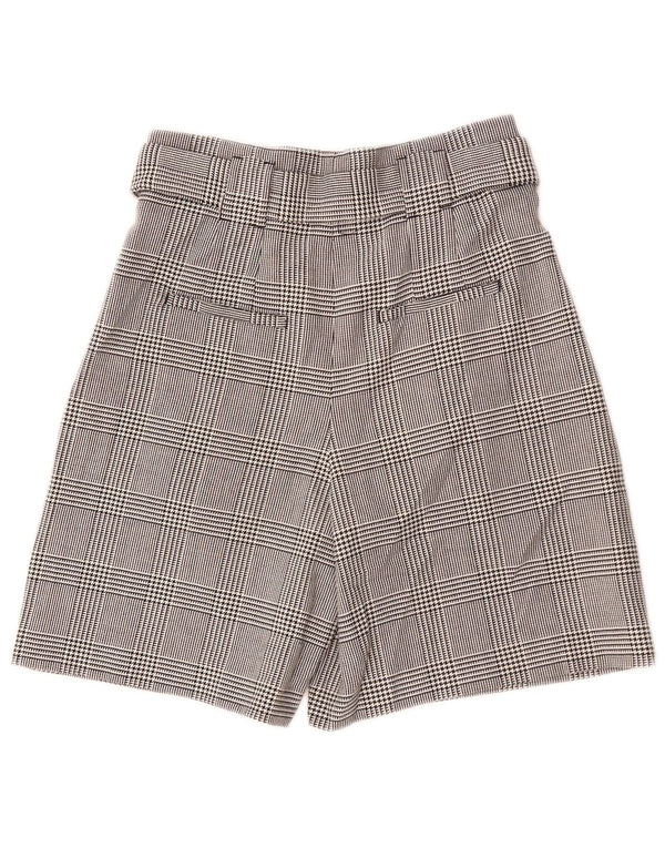ZARA Damen-Freizeitshorts mit hoher Taille, XS W24, grauer Hahnentrittmuster