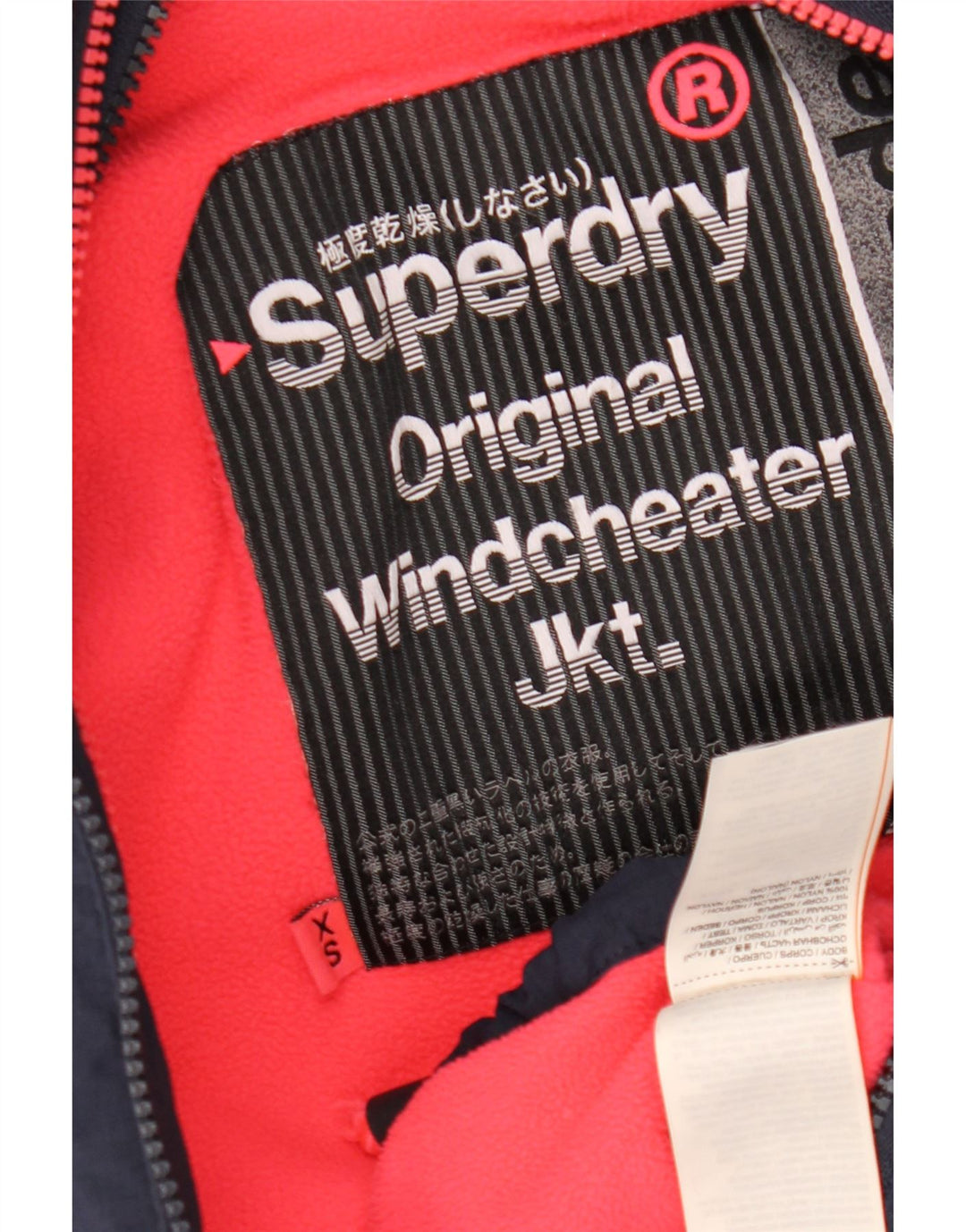 Superdry Damen Windcheater Kapuzen-Windjacke UK 6 XS Marineblau
