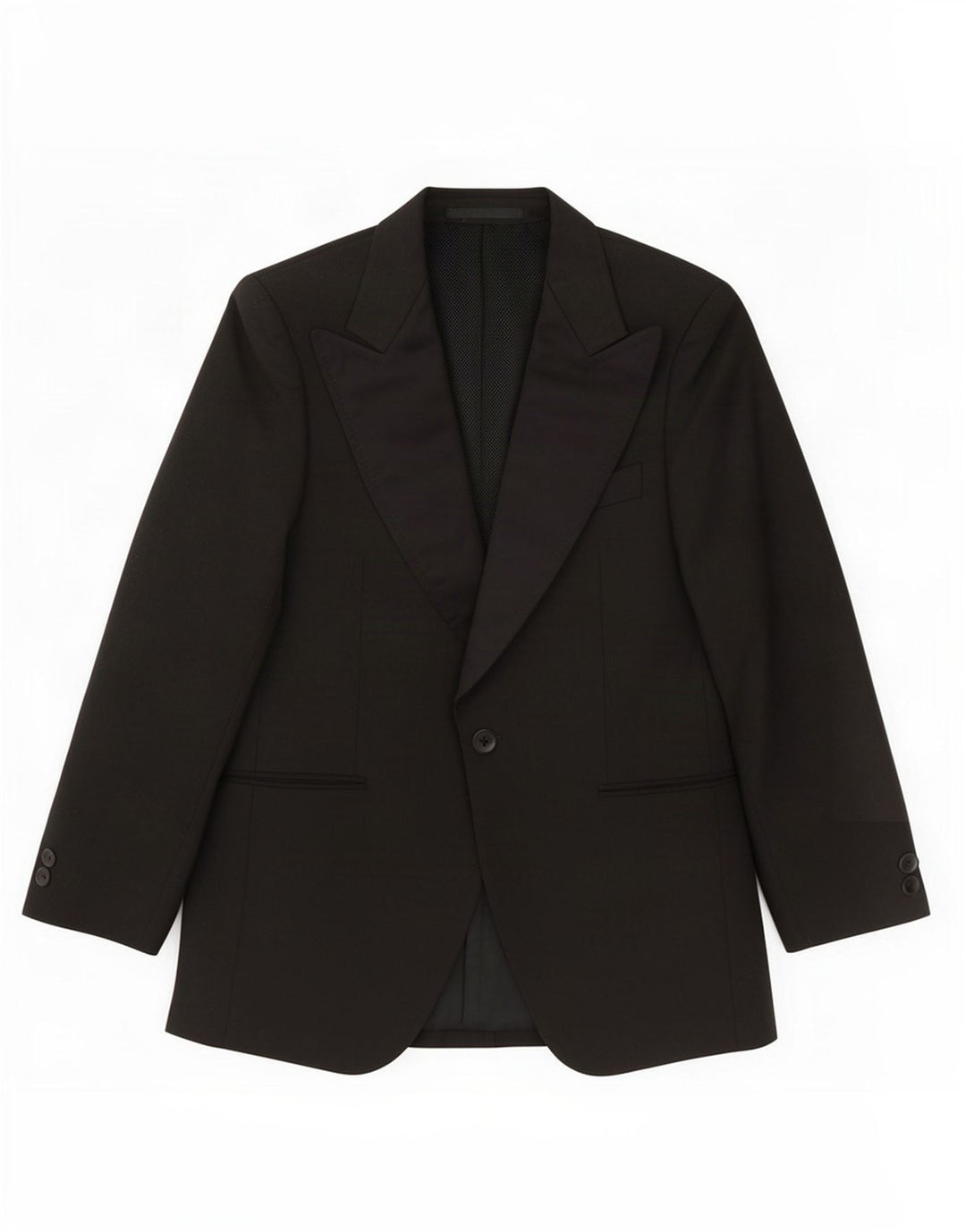 Junge Mode Herren 1-Knopf-Blazerjacke IT 50 Large Schwarz Polyester