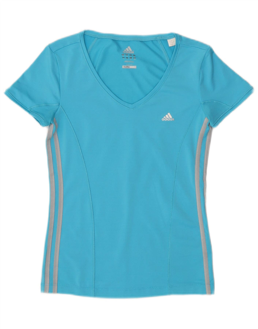 Adidas Damen Climacool T-Shirt Top UK 10 Small Blau Polyester
