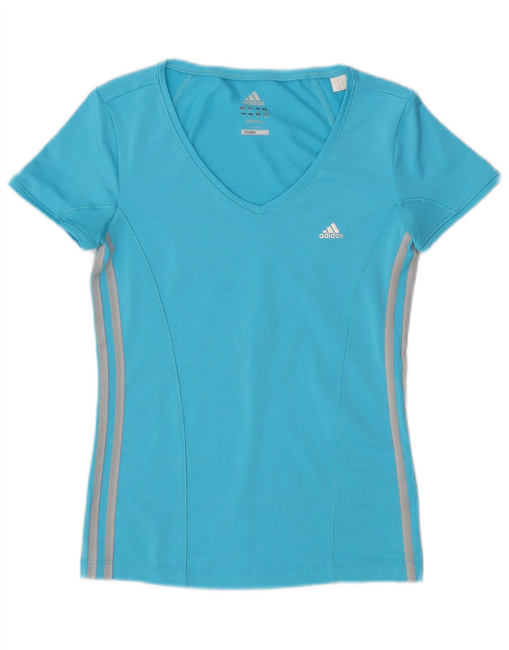 Adidas Damen Climacool T-Shirt Top UK 10 Small Blau Polyester