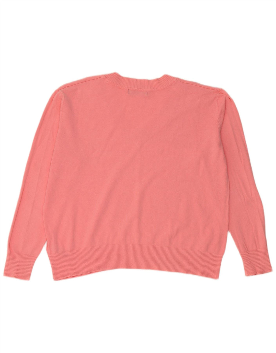 Marks & Spencer Damen-Pullover mit V-Ausschnitt, UK 14, mittelrosa, Baumwolle
