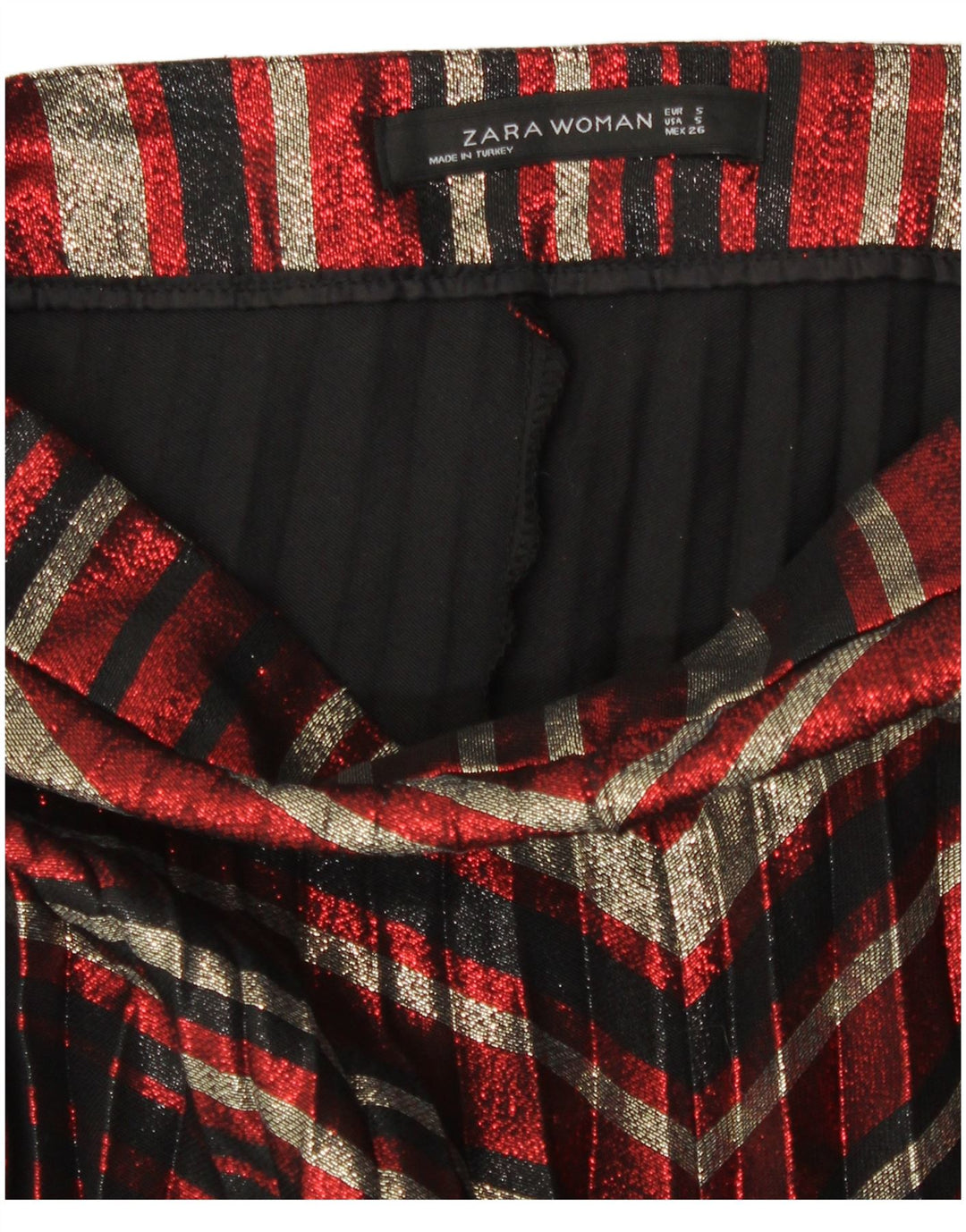 Zara Damen Messerfaltenrock Klein W26 Mehrfarbig gestreift Polyester