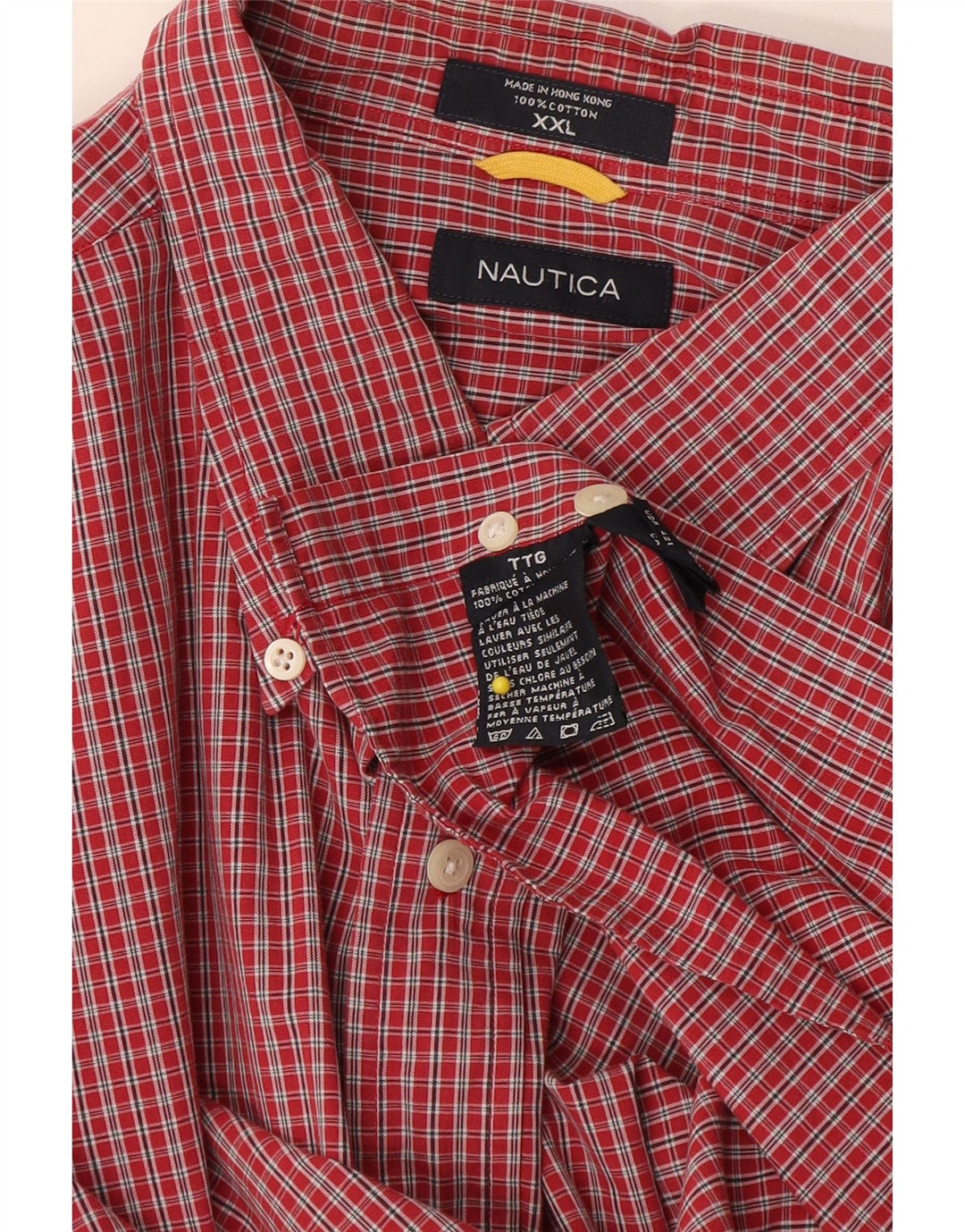 Nautica Herren-Kurzarmhemd 2XL, rot kariert, Baumwolle