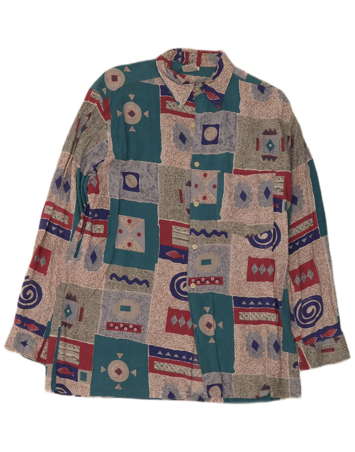 Vintage Herrenhemd UK 15 1/2 Medium Mehrfarbig Patchwork Retro