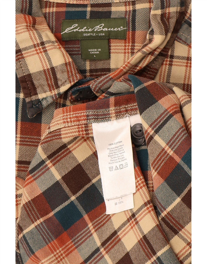 Eddie Bauer Herren-Flanellhemd, groß, beige, kariert, Baumwolle