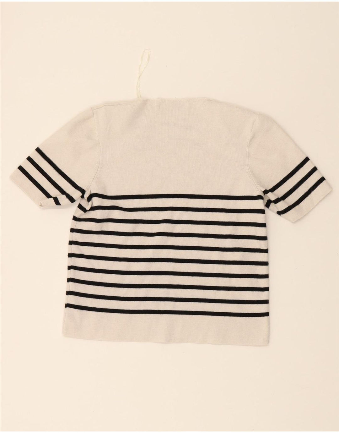 MARKS & SPENCER Womens Crop Boat Neck Jumper Sweater UK 14 Medium White Vintage Marks & Spencer and Second-Hand Marks & Spencer from Messina Hembry 