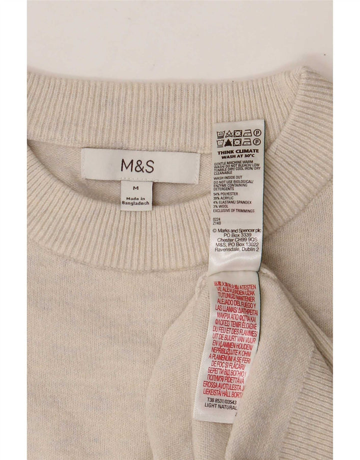 Marks & Spencer Damen-Pullover mit Rundhalsausschnitt, Gr. 14, Mittelbeige