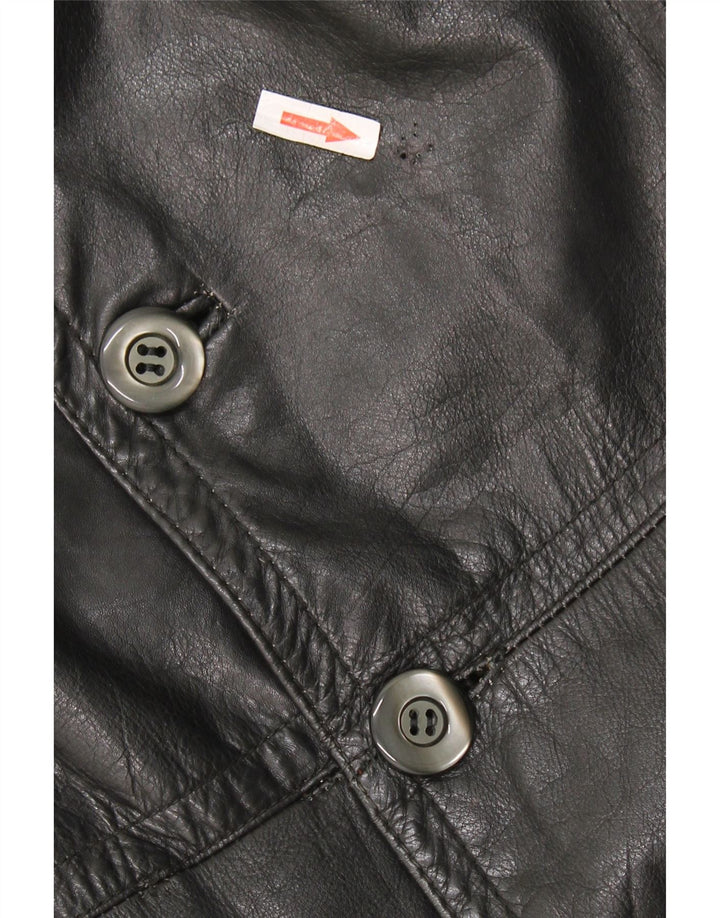Vintage Herren Ledermantel UK 40 Großes schwarzes Leder