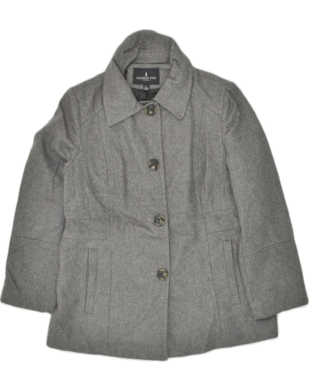 LONDON FOG Womens Overcoat UK 16 Large Grey Cotton | Vintage London Fog | Thrift | Second-Hand London Fog | Used Clothing | Messina Hembry 