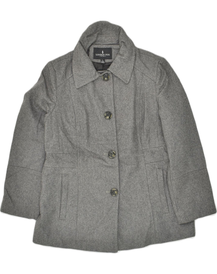 LONDON FOG Womens Overcoat UK 16 Large Grey Cotton | Vintage London Fog | Thrift | Second-Hand London Fog | Used Clothing | Messina Hembry 