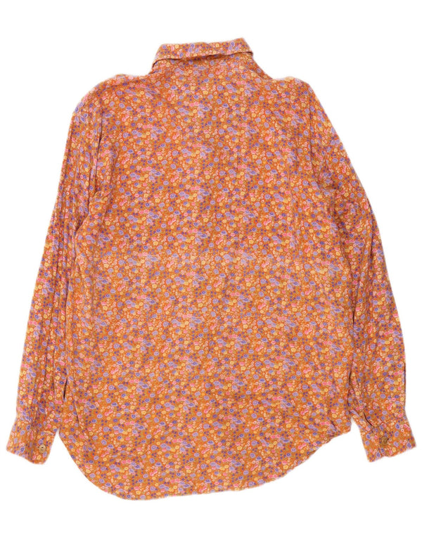 Vintage Damen-Hemd UK 14 Medium Mehrfarbige Viskose mit Blumenmuster