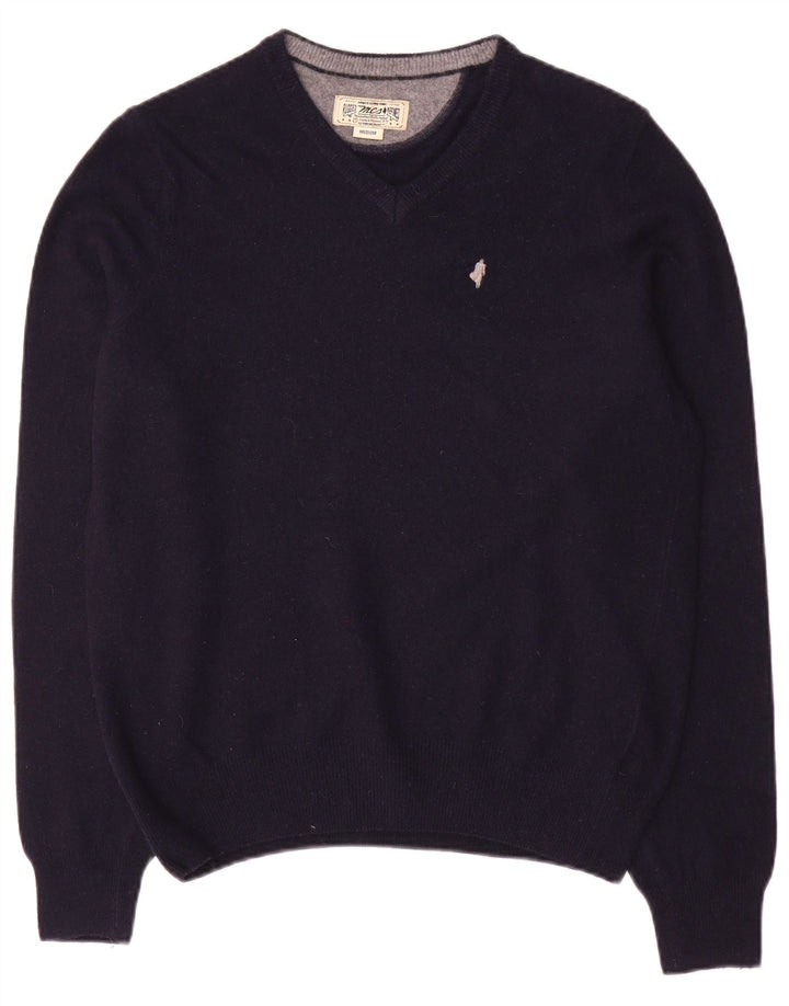 Marlboro Classics Herren-Pullover mit V-Ausschnitt, mittleres Marineblau