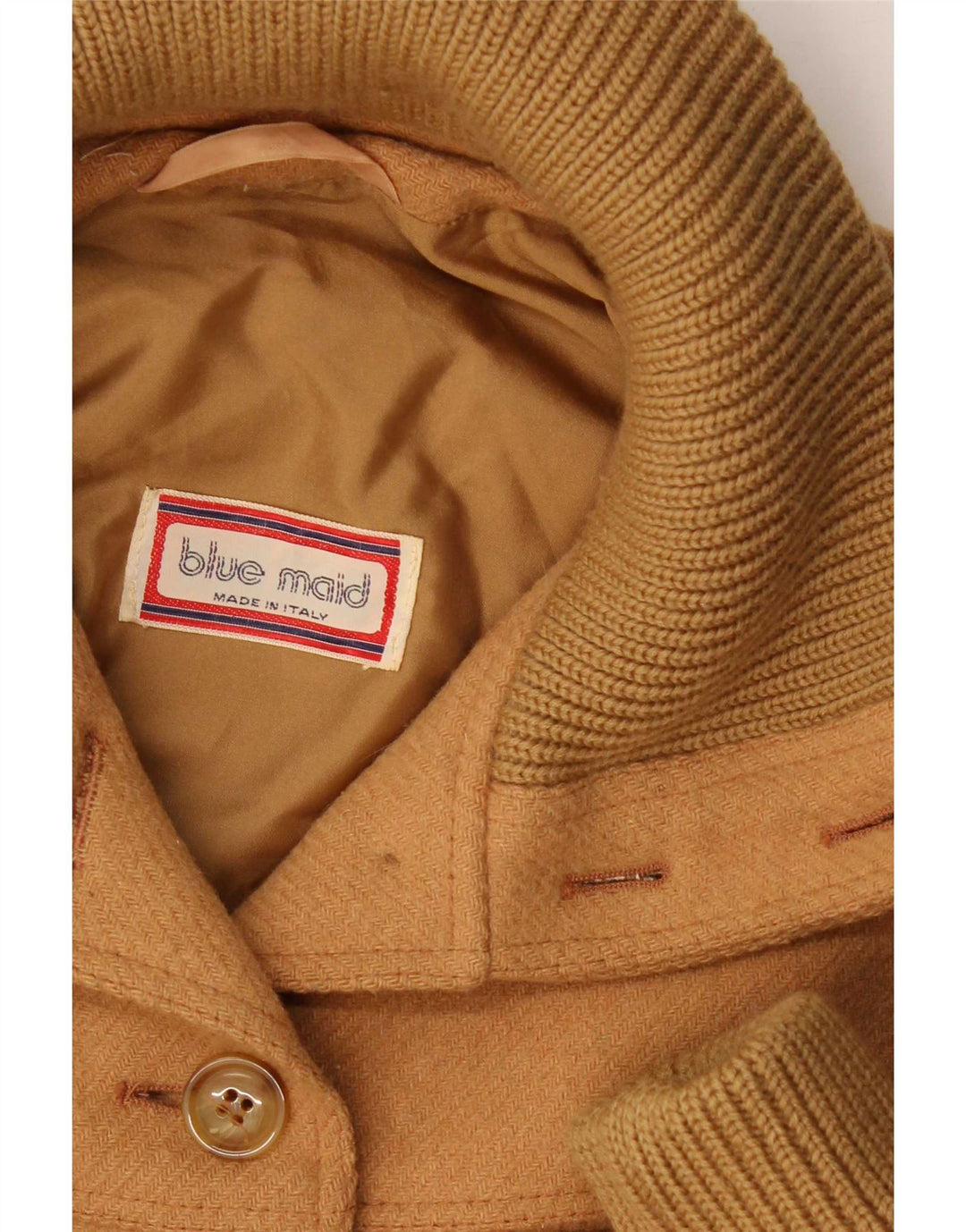 Vintage Damen Mantel UK 14 Mittelbeige Wolle