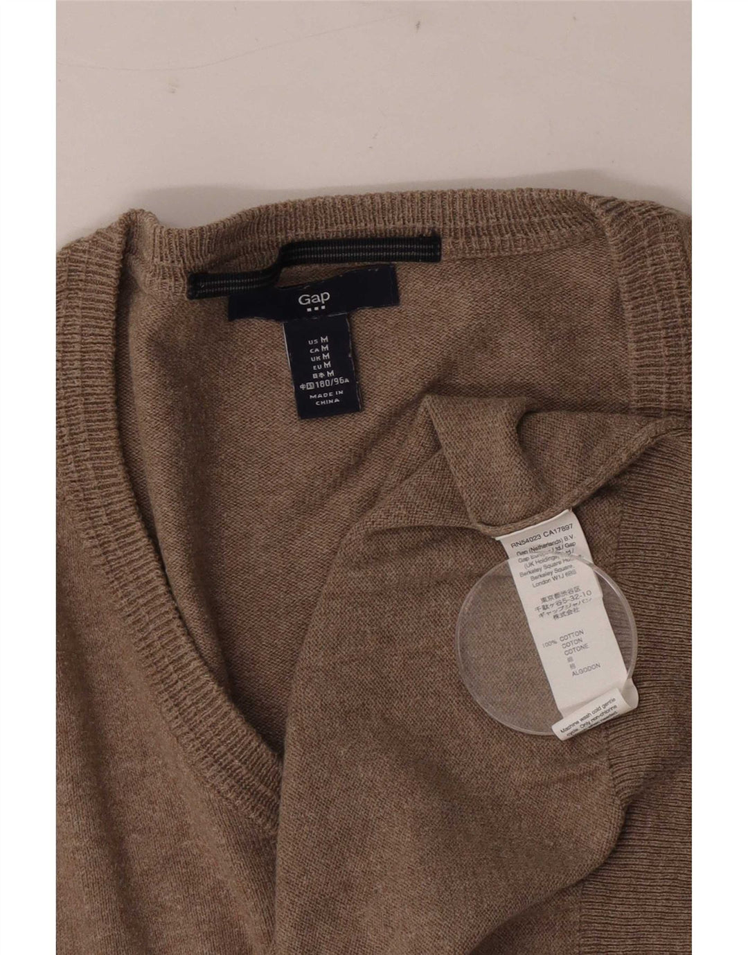 Gap Herren-Pullover mit V-Ausschnitt aus mittelbeiger Baumwolle