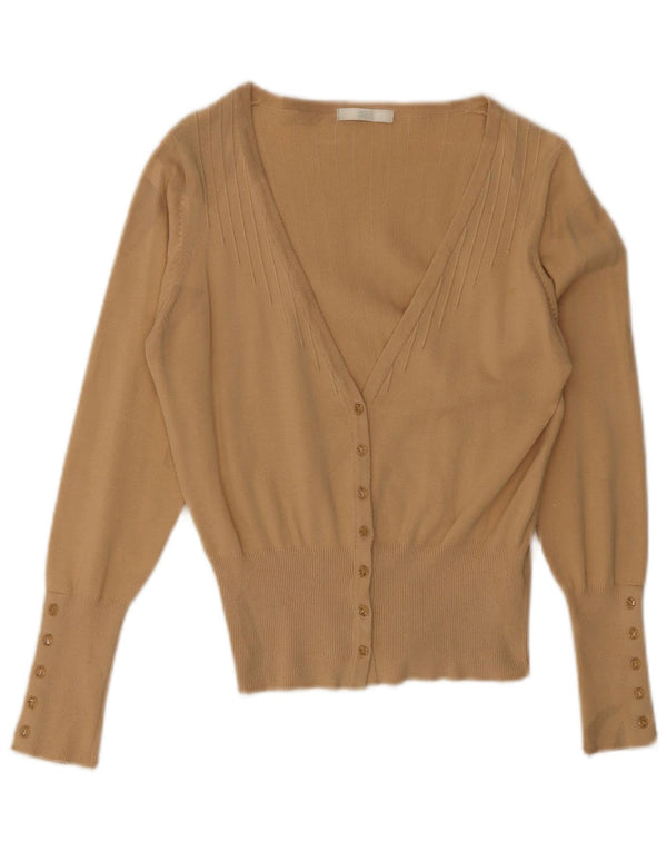 MARKS & SPENCER Damen Crop Cardigan Pullover UK 12 Mittelbeige Baumwolle