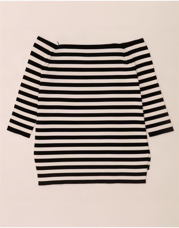 Zara Damen-Oberteil mit 3/4-Ärmeln, schulterfrei, Gr. 10, Größe S, schwarz, gestreift, Viskose
