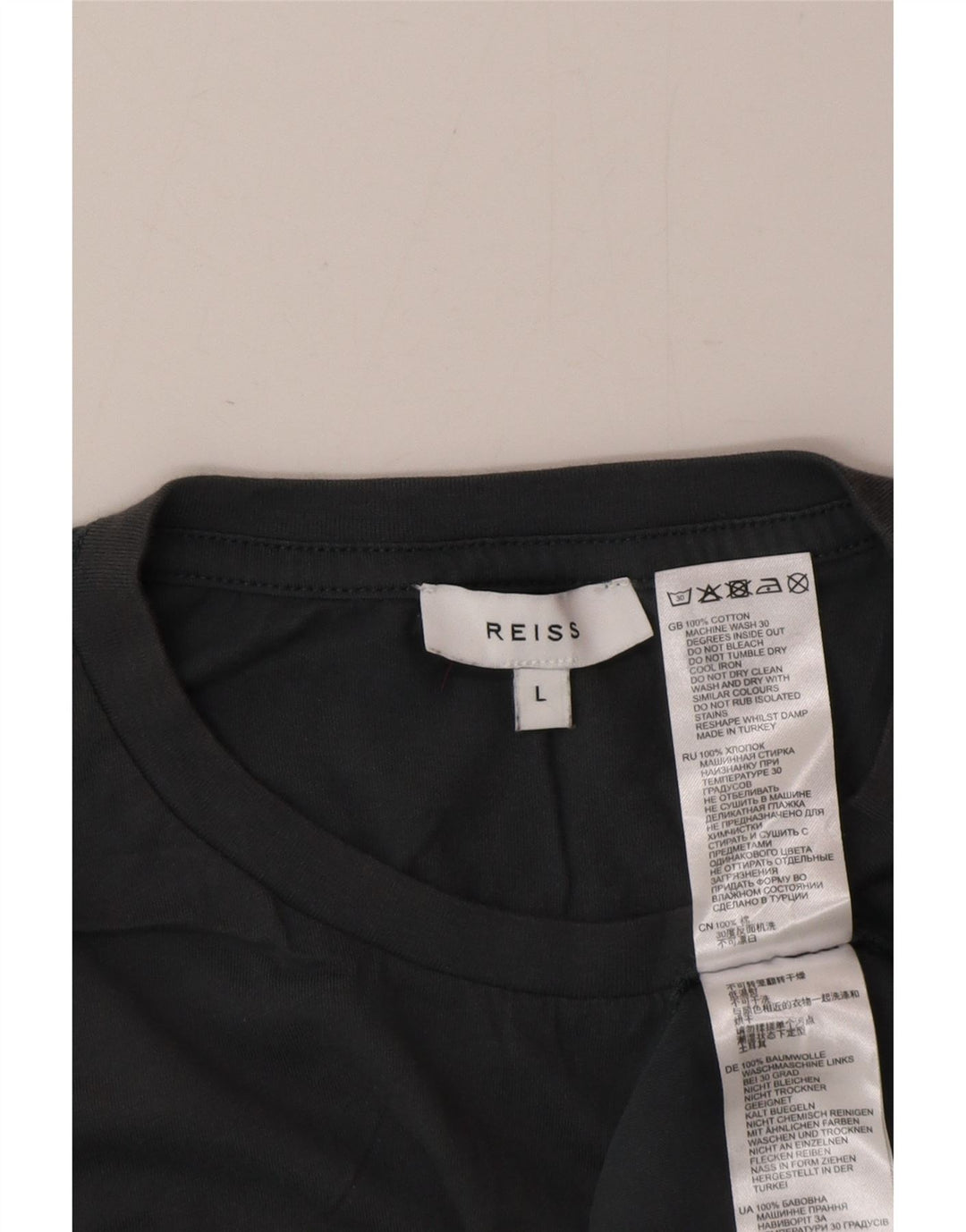 Reiss Herren T-Shirt Top Large Blau Baumwolle