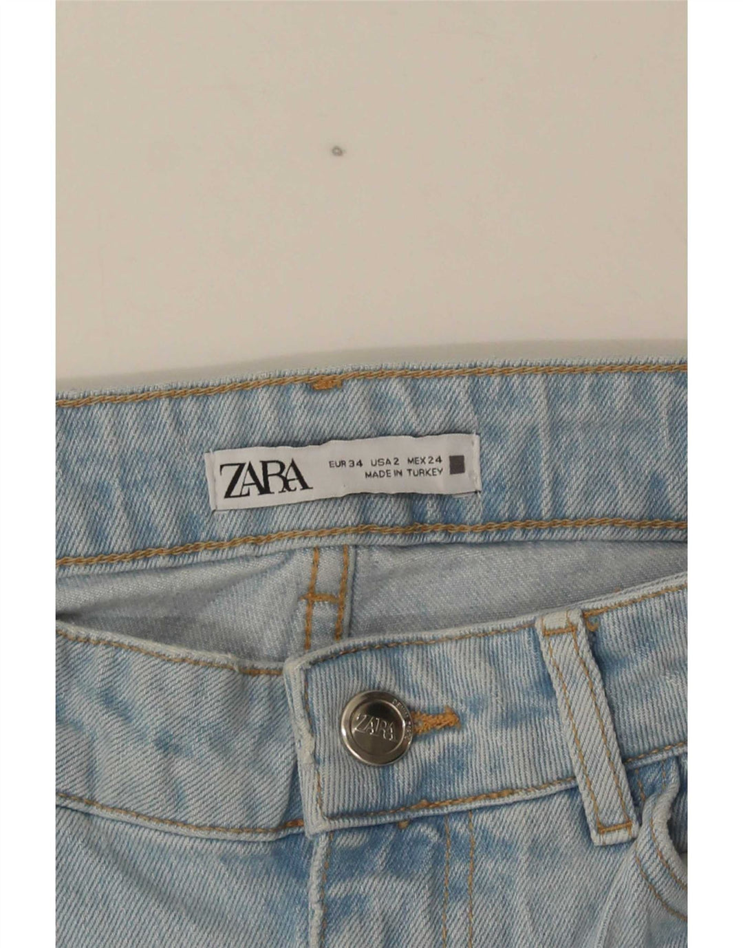 Zara Damen Jeans im Used-Look, groß, ausgestellt, EU 34, 2XS, W24, L36, Blau